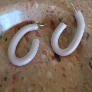Handmade Polymer Clay Hoop Earrings Pastel Pink